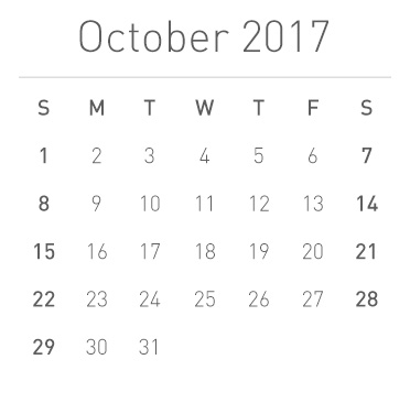 Calendar for October 2017